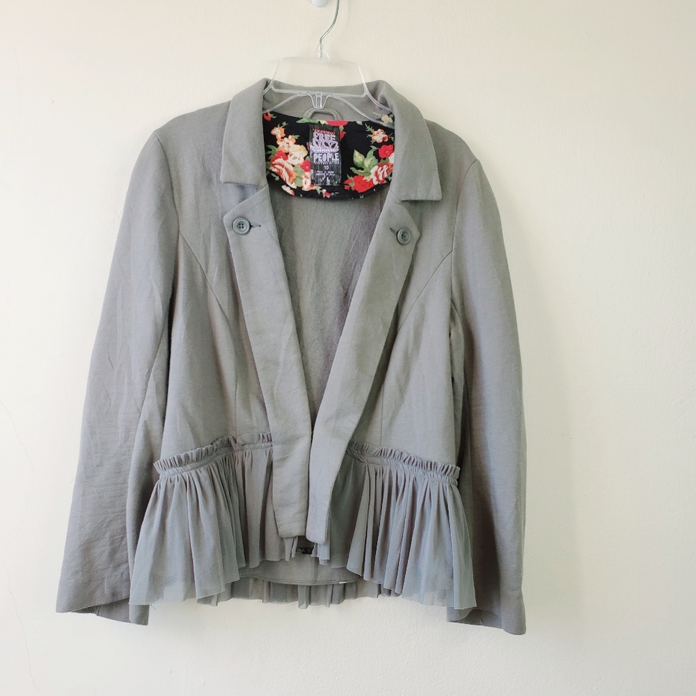 Free People Sage Green Cotton Jacket w T